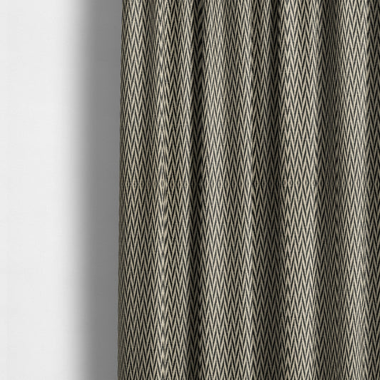 Otara Stripe Pattern Chenille Material In Black Upholstery Fabric CTR-1224 - Made To Measure Curtains