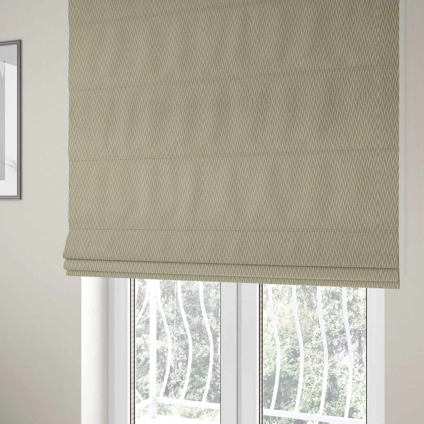 Otara Stripe Pattern Chenille Material In Cream Beige Upholstery Fabric CTR-1225 - Roman Blinds