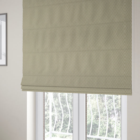 Otara Stripe Pattern Chenille Material In Cream Beige Upholstery Fabric CTR-1225 - Roman Blinds