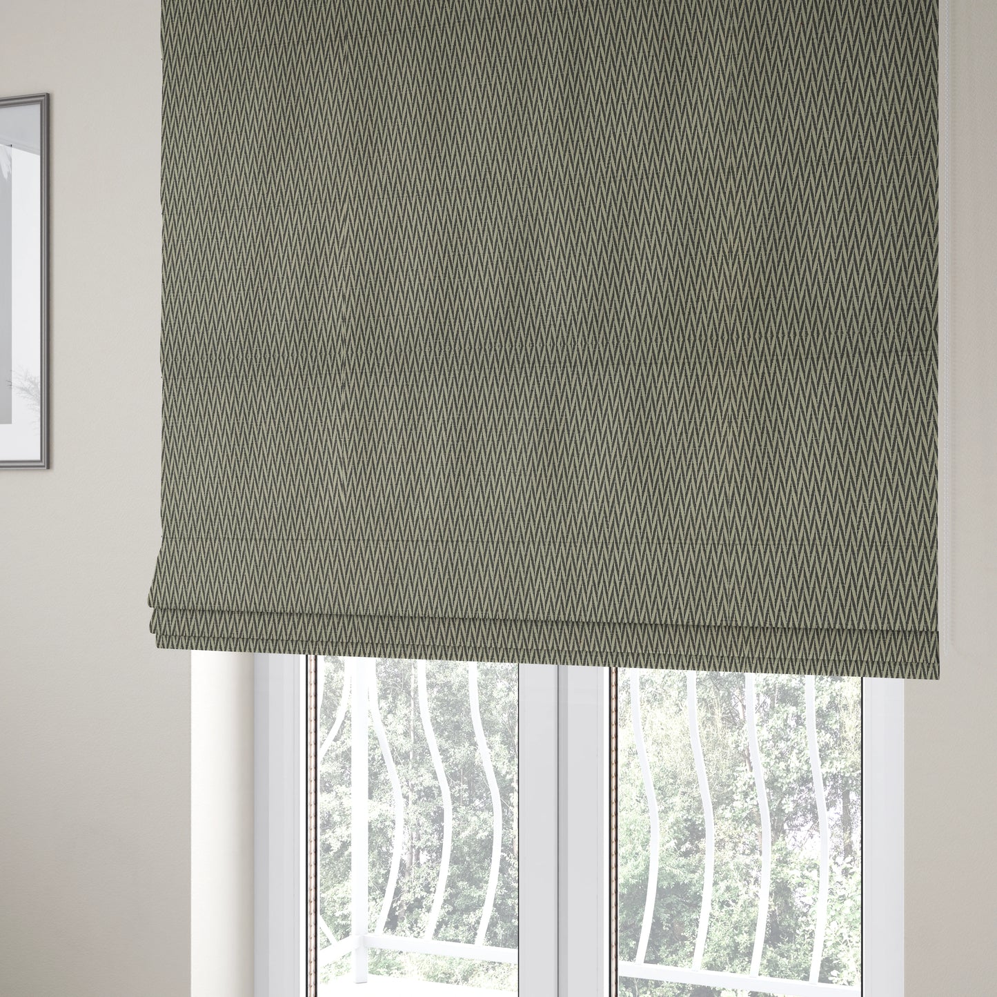 Otara Stripe Pattern Chenille Material In Grey Upholstery Fabric CTR-1227 - Roman Blinds