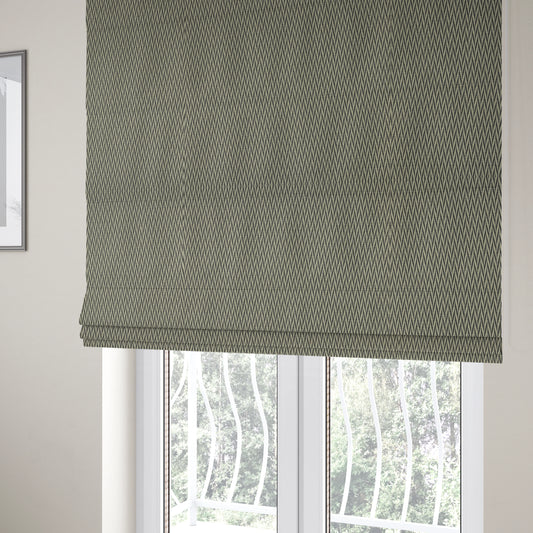 Otara Stripe Pattern Chenille Material In Grey Upholstery Fabric CTR-1227 - Roman Blinds