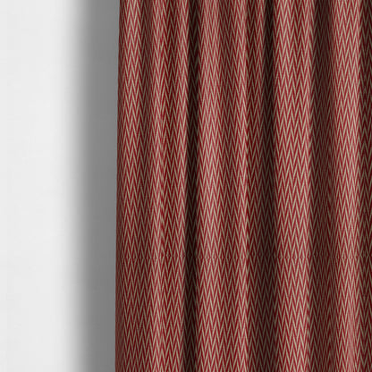 Otara Stripe Pattern Chenille Material In Red Upholstery Fabric CTR-1228 - Made To Measure Curtains