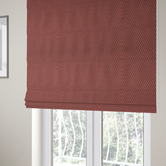 Otara Stripe Pattern Chenille Material In Red Upholstery Fabric CTR-1228 - Roman Blinds