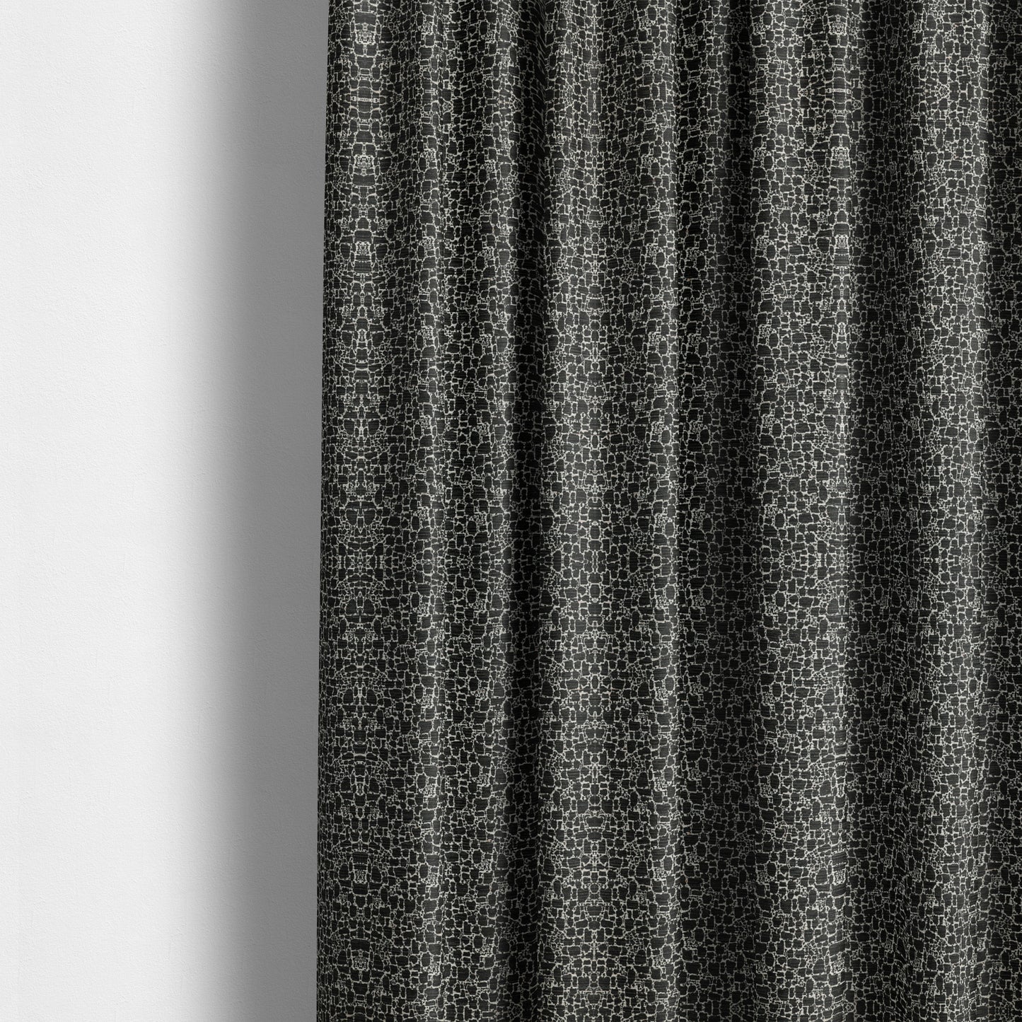 Ketu Collection Of Woven Chenille Pebble Stone Effect Black Grey Colour Furnishing Fabrics CTR-123 - Made To Measure Curtains