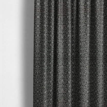 Ketu Collection Of Woven Chenille Pebble Stone Effect Black Grey Colour Furnishing Fabrics CTR-123 - Made To Measure Curtains