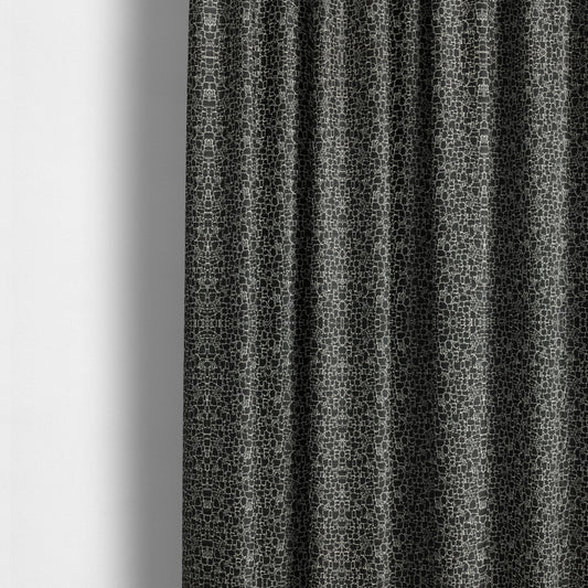 Ketu Collection Of Woven Chenille Pebble Stone Effect Black Grey Colour Furnishing Fabrics CTR-123 - Made To Measure Curtains