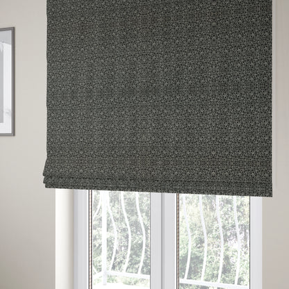 Ketu Collection Of Woven Chenille Pebble Stone Effect Black Grey Colour Furnishing Fabrics CTR-123 - Roman Blinds