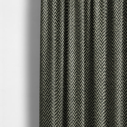 California Chevron Pattern Chenille Material In Black Upholstery Fabric CTR-1235 - Made To Measure Curtains