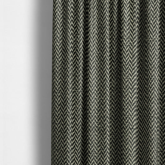 California Chevron Pattern Chenille Material In Black Upholstery Fabric CTR-1235 - Made To Measure Curtains