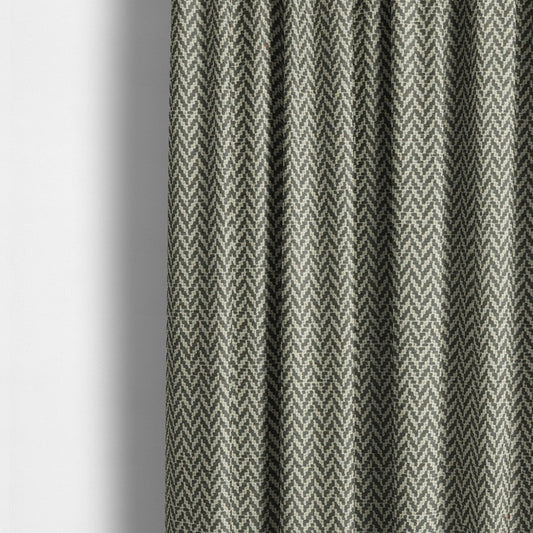 California Chevron Pattern Chenille Material In Grey Upholstery Fabric CTR-1238 - Made To Measure Curtains