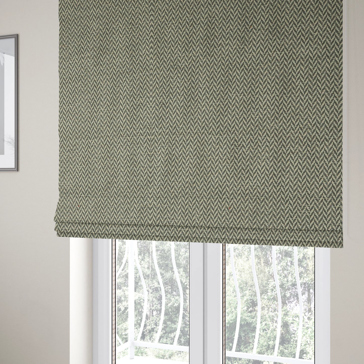 California Chevron Pattern Chenille Material In Grey Upholstery Fabric CTR-1238 - Roman Blinds