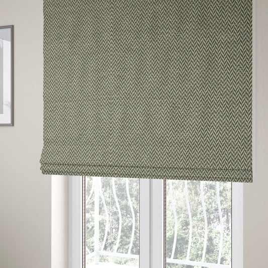 California Chevron Pattern Chenille Material In Grey Upholstery Fabric CTR-1238 - Roman Blinds