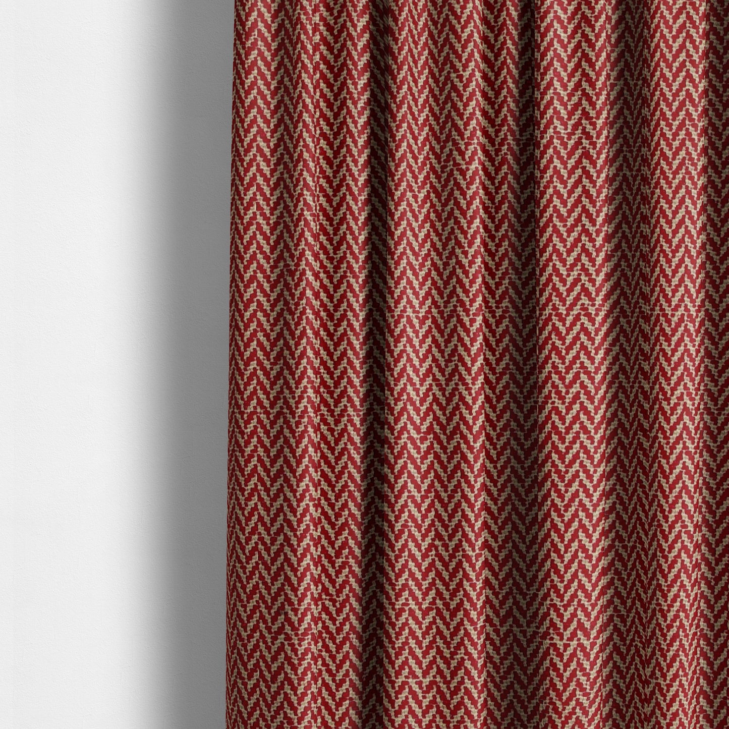 California Chevron Pattern Chenille Material In Red Upholstery Fabric CTR-1239 - Made To Measure Curtains