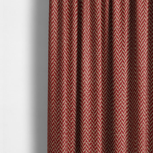 California Chevron Pattern Chenille Material In Red Upholstery Fabric CTR-1239 - Made To Measure Curtains