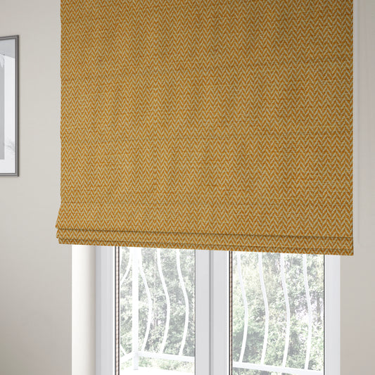 California Chevron Pattern Chenille Material In Yellow Upholstery Fabric CTR-1240 - Roman Blinds