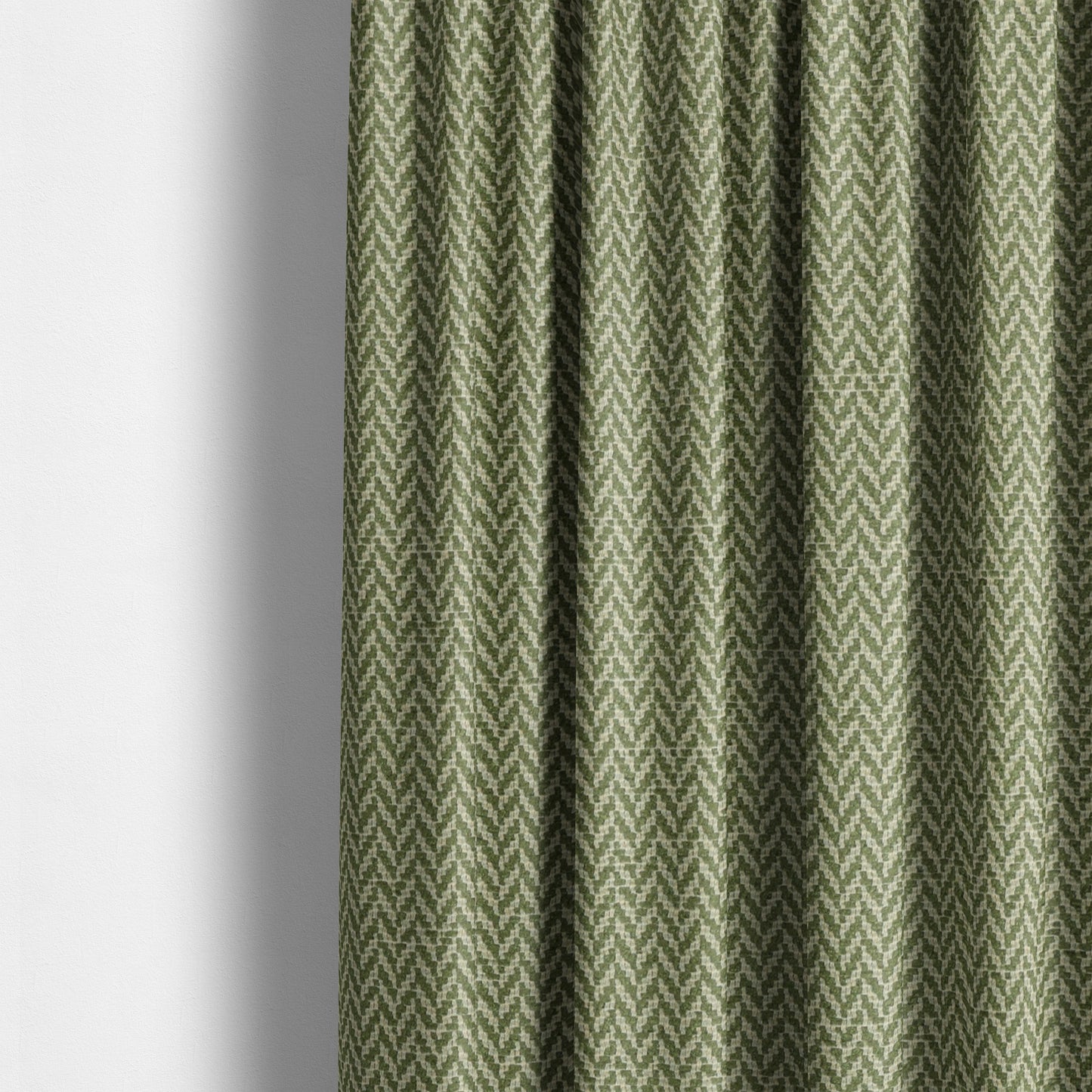 California Chevron Pattern Chenille Material In Green Upholstery Fabric CTR-1242 - Made To Measure Curtains