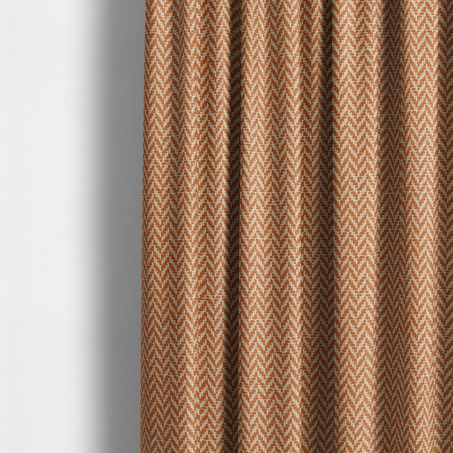 California Chevron Pattern Chenille Material In Orange Upholstery Fabric CTR-1243 - Made To Measure Curtains