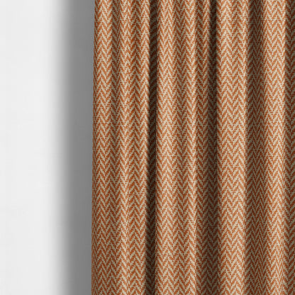 California Chevron Pattern Chenille Material In Orange Upholstery Fabric CTR-1243 - Made To Measure Curtains