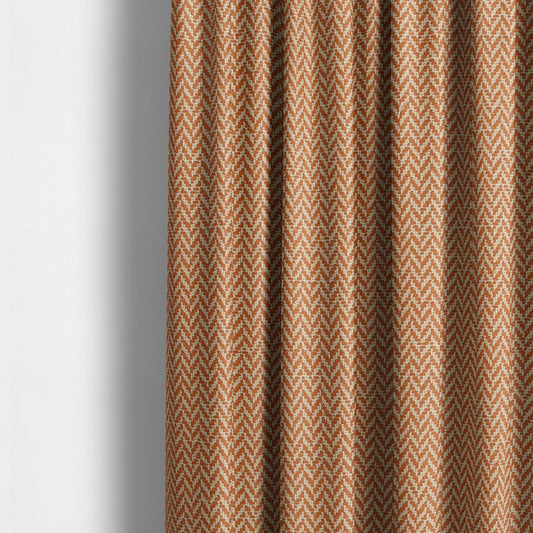 California Chevron Pattern Chenille Material In Orange Upholstery Fabric CTR-1243 - Made To Measure Curtains