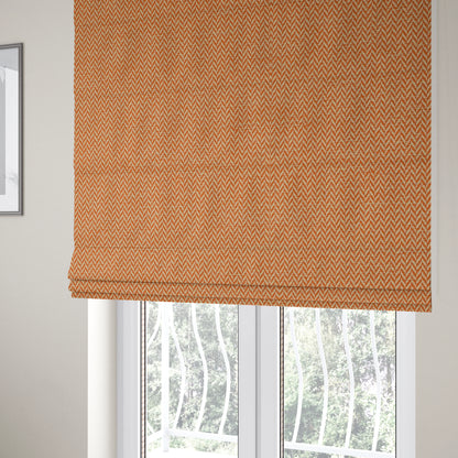 California Chevron Pattern Chenille Material In Orange Upholstery Fabric CTR-1243 - Roman Blinds