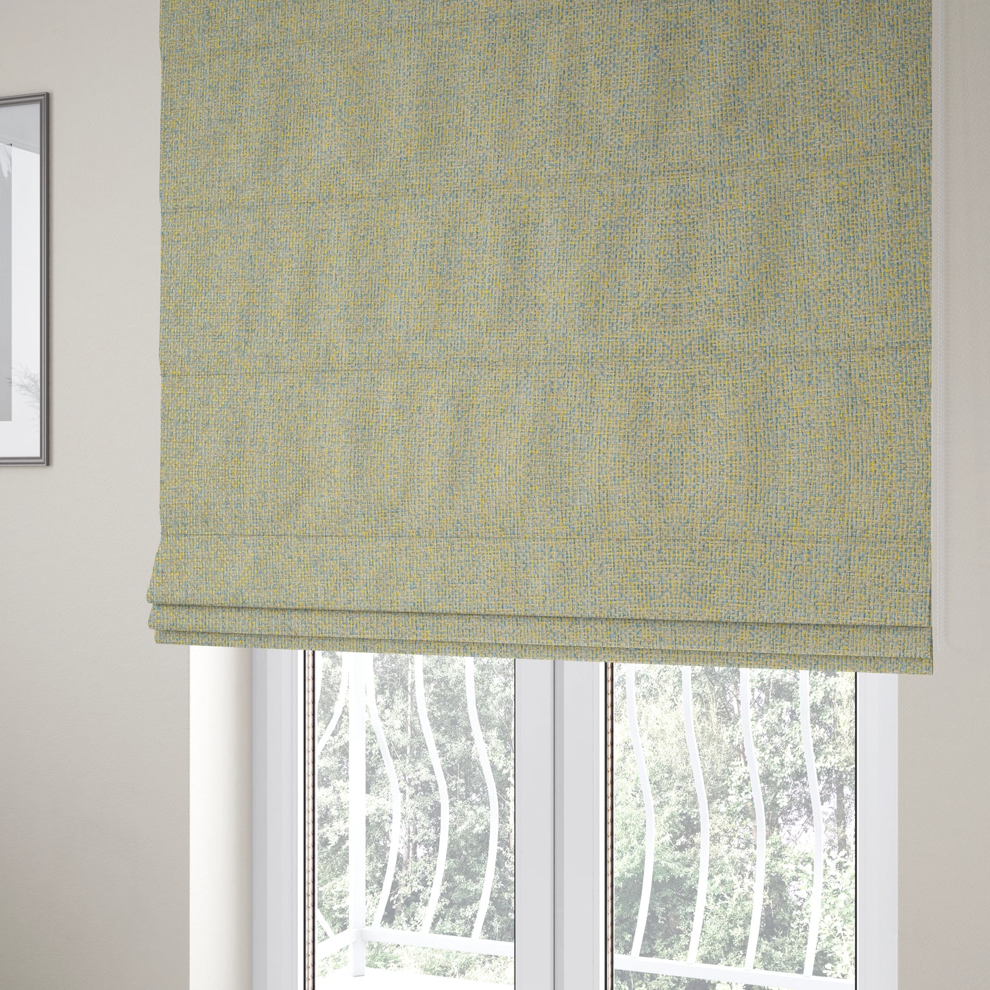 Pacific Unique Textured Basket Weave Heavyweight Upholstery Fabric In Natural Blue Colour CTR-1247 - Roman Blinds