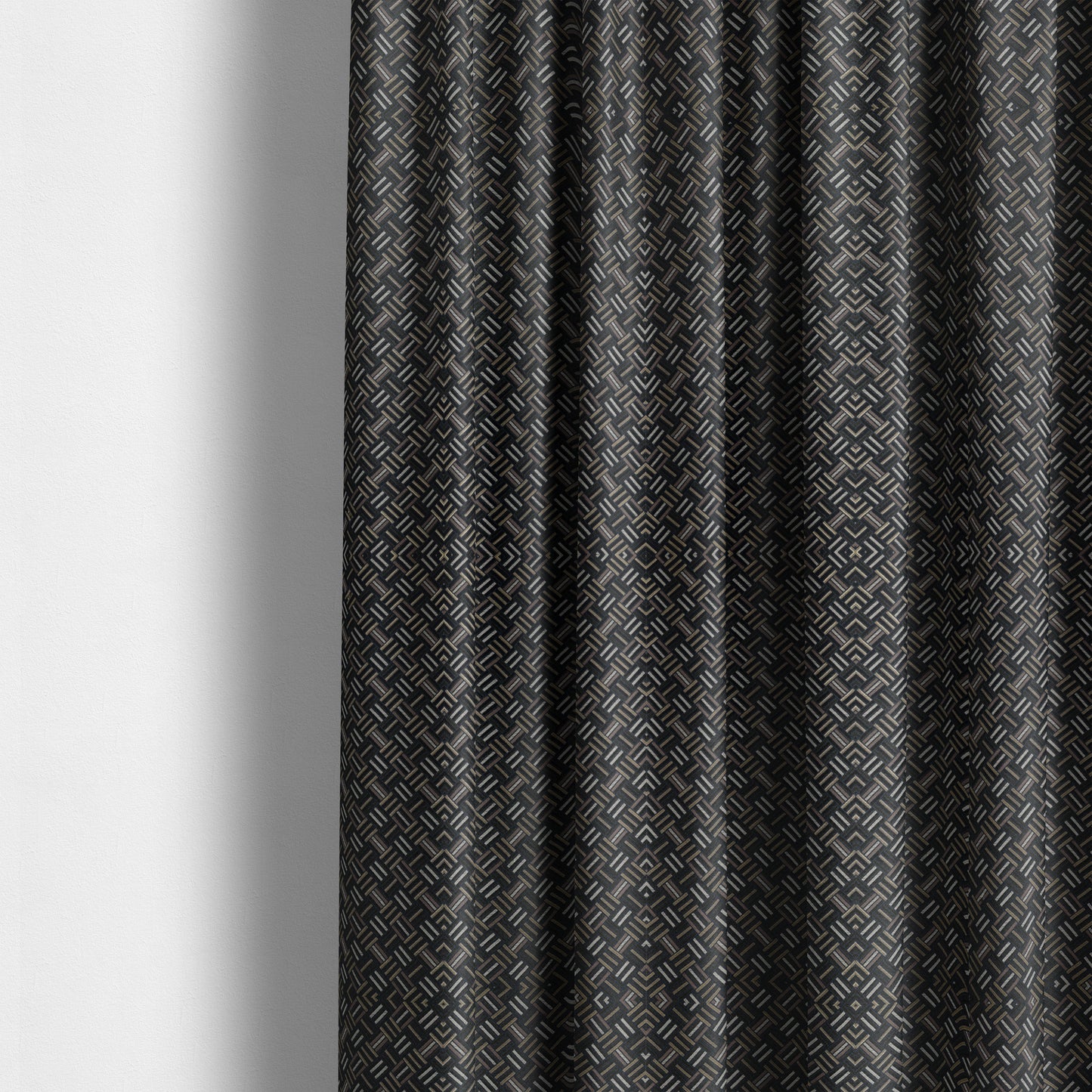 Oslo Geometric Pattern Blue Gold Black Toned Upholstery Fabric CTR-1257 - Made To Measure Curtains