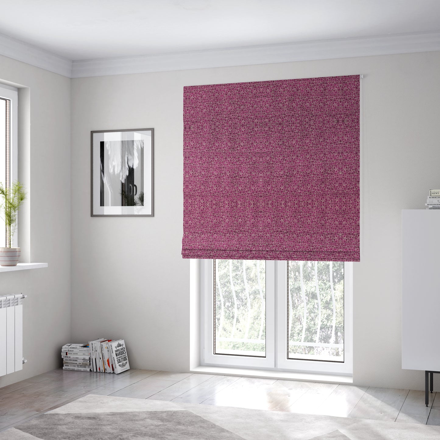 Ketu Collection Of Woven Chenille Pebble Stone Effect Pink Colour Furnishing Fabrics CTR-126 - Roman Blinds