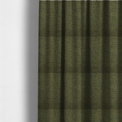 the fabric used to create these made-to-measure curtains is a textured, woven fabric featuring a complex pattern of green, dark, and beige threads, creating a speckled and mottled appearance.