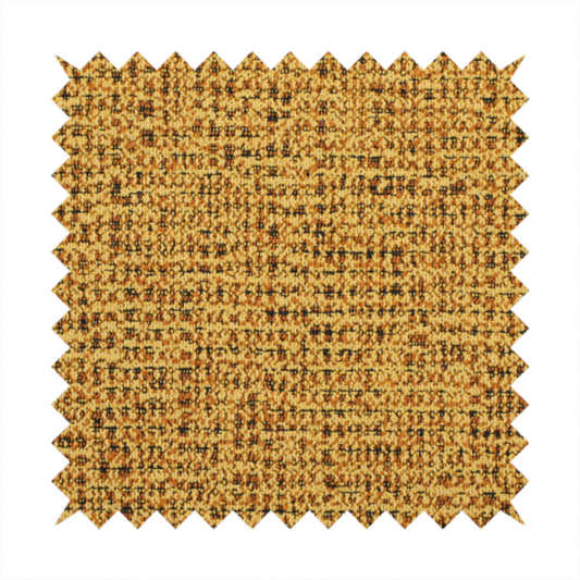 A textured, woven fabric featuring a complex pattern of yellow, dark, and beige threads, creating a speckled and mottled appearance.