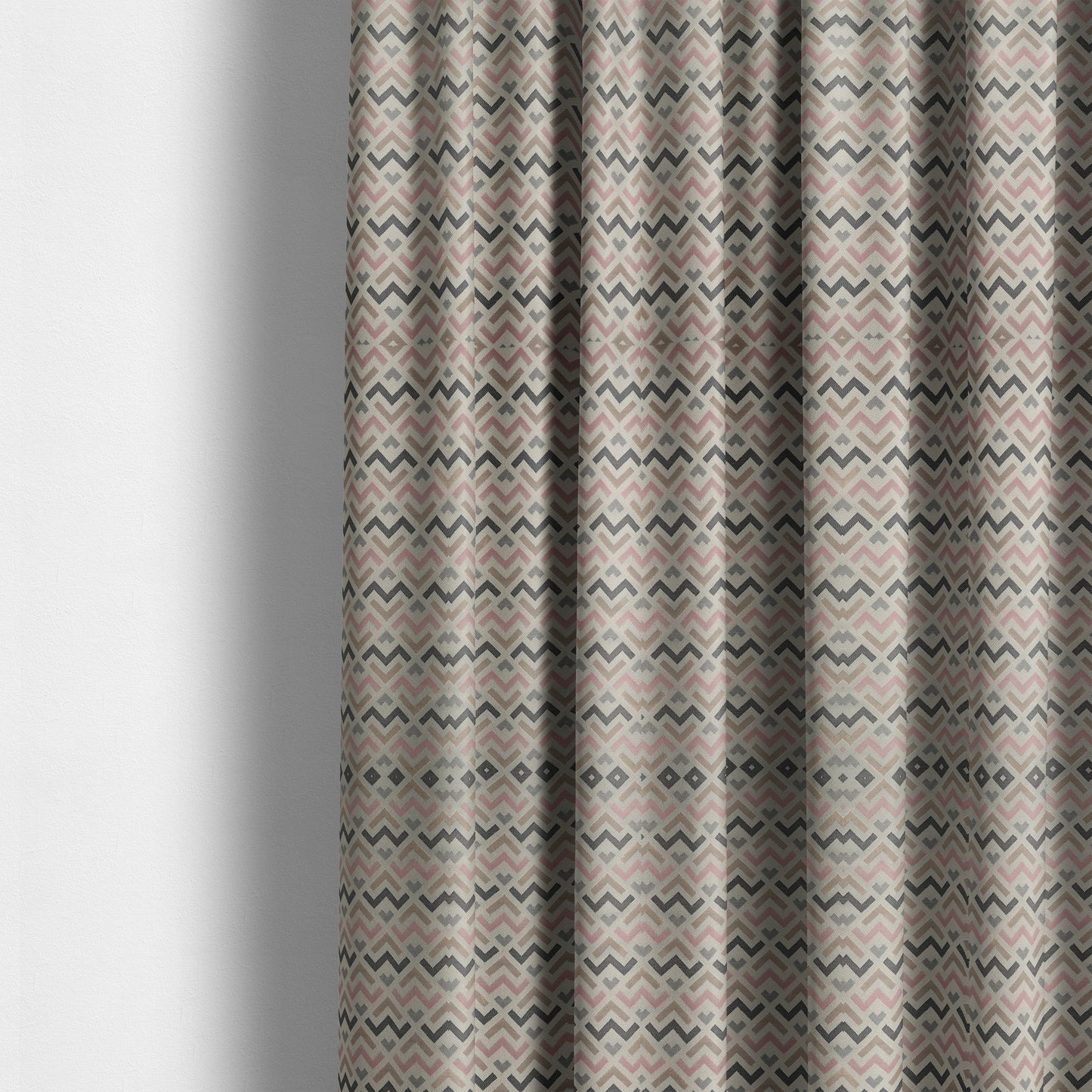 Oslo Geometric Pattern Grey Pink Gold Toned Upholstery Fabric CTR-1263 - Made To Measure Curtains