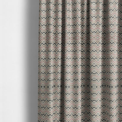 Oslo Geometric Pattern Grey Pink Gold Toned Upholstery Fabric CTR-1263 - Made To Measure Curtains