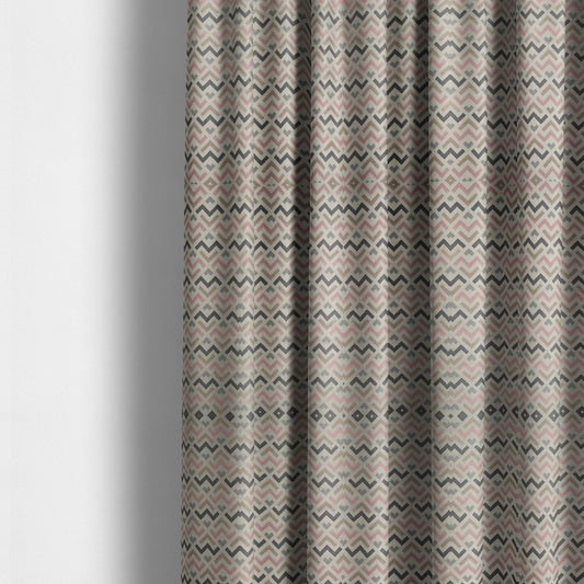 Oslo Geometric Pattern Grey Pink Gold Toned Upholstery Fabric CTR-1263 - Made To Measure Curtains