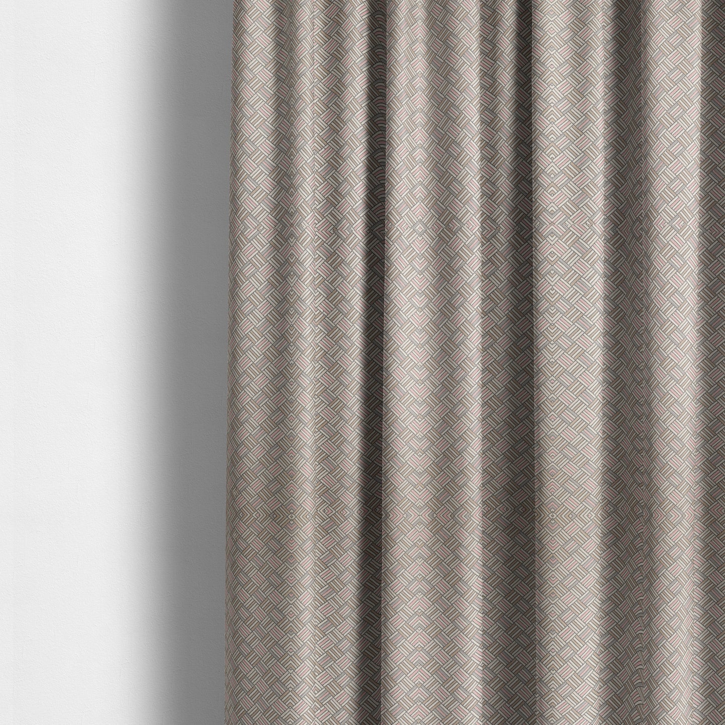 Oslo Geometric Pattern Grey Pink Gold Toned Upholstery Fabric CTR-1265 - Made To Measure Curtains