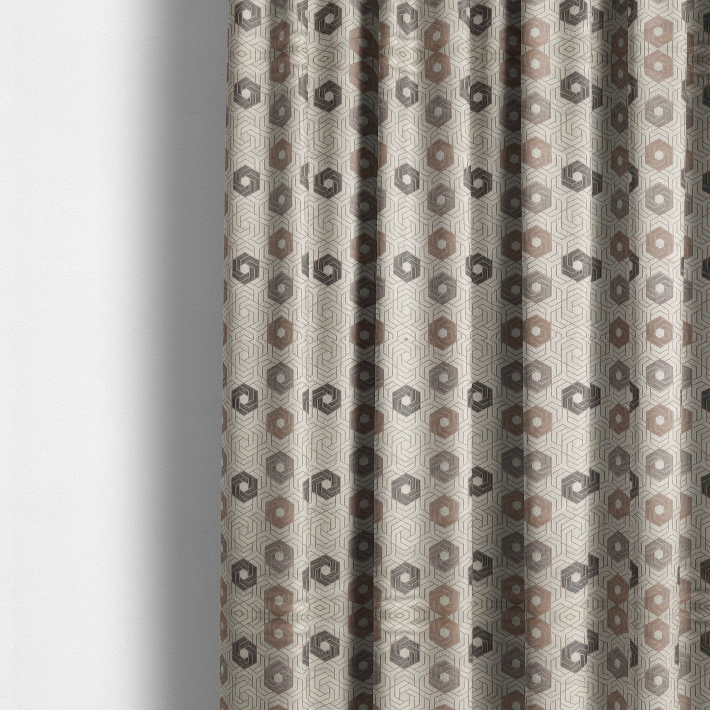 Oslo Geometric Pattern Grey Cream Brown Toned Upholstery Fabric CTR-1268 - Made To Measure Curtains