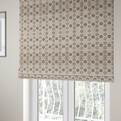 Oslo Geometric Pattern Grey Cream Brown Toned Upholstery Fabric CTR-1268 - Roman Blinds