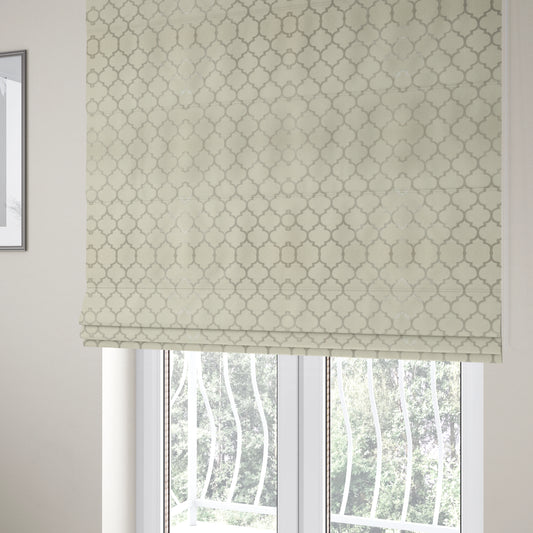 Ayon Damask Pattern Mono Beige Coloured With Shine Furnishing Fabric CTR-1269 - Roman Blinds