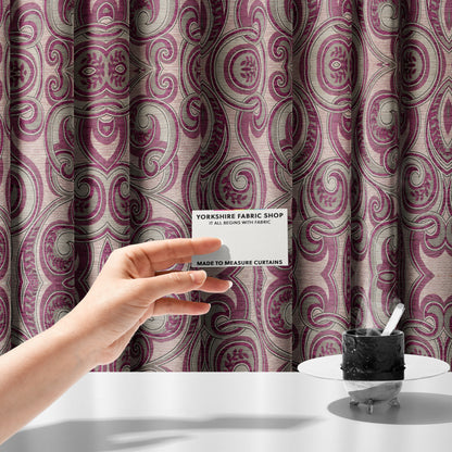 Ketu Collection Of Woven Chenille Floral Fuchsia Pink Colour Furnishing Fabrics CTR-127 - Made To Measure Curtains