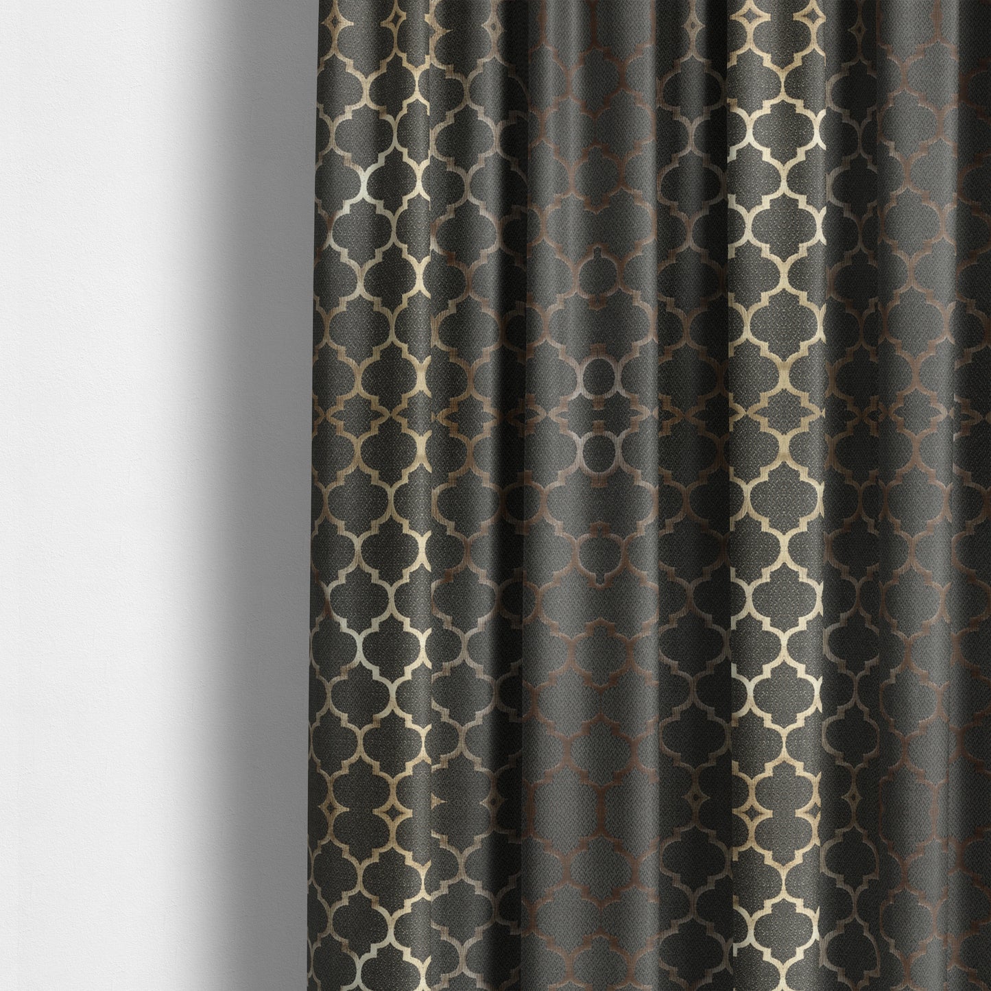 Ayon Damask Pattern Grey Gold Coloured With Shine Furnishing Fabric CTR-1272 - Made To Measure Curtains