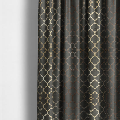 Ayon Damask Pattern Grey Gold Coloured With Shine Furnishing Fabric CTR-1272 - Made To Measure Curtains