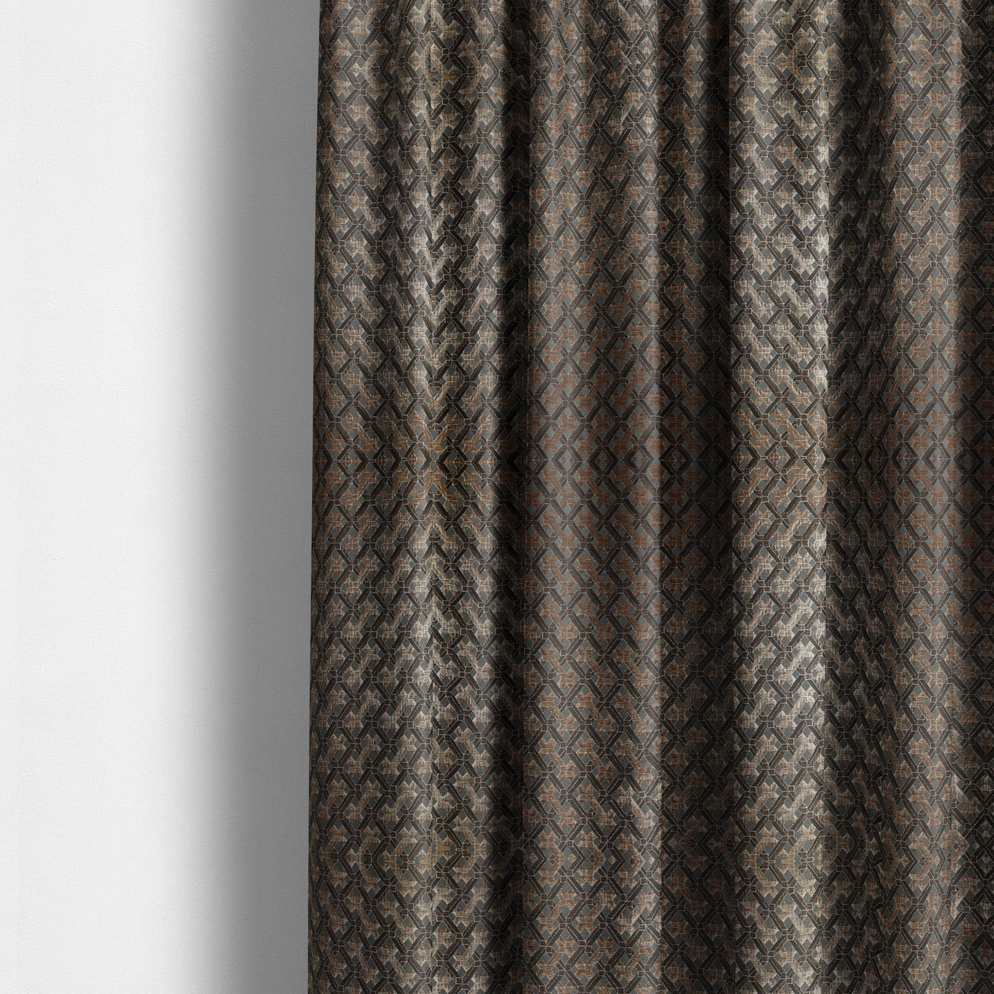 Ayon Geometric Pattern Grey Gold Coloured With Shine Furnishing Fabric CTR-1273 - Made To Measure Curtains