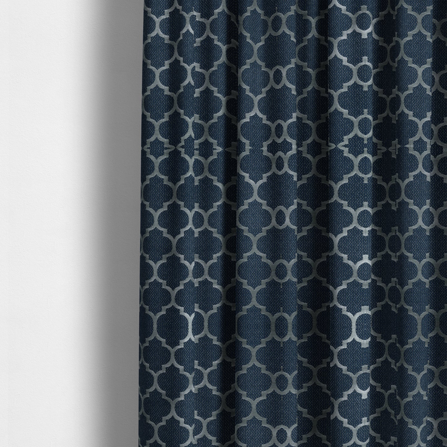 Ayon Damask Pattern Blue Silver Coloured With Shine Furnishing Fabric CTR-1275 - Made To Measure Curtains