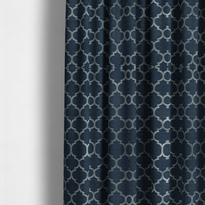 Ayon Damask Pattern Blue Silver Coloured With Shine Furnishing Fabric CTR-1275 - Made To Measure Curtains