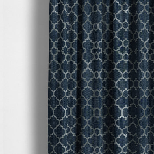 Ayon Damask Pattern Blue Silver Coloured With Shine Furnishing Fabric CTR-1275 - Made To Measure Curtains