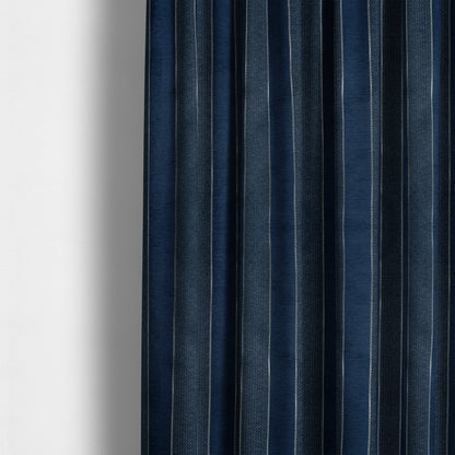 Ayon Striped Pattern Blue Silver Coloured With Shine Furnishing Fabric CTR-1277 - Made To Measure Curtains