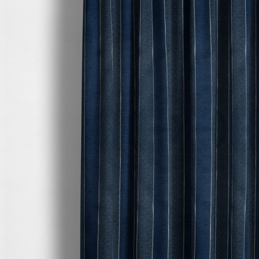 Ayon Striped Pattern Blue Silver Coloured With Shine Furnishing Fabric CTR-1277 - Made To Measure Curtains