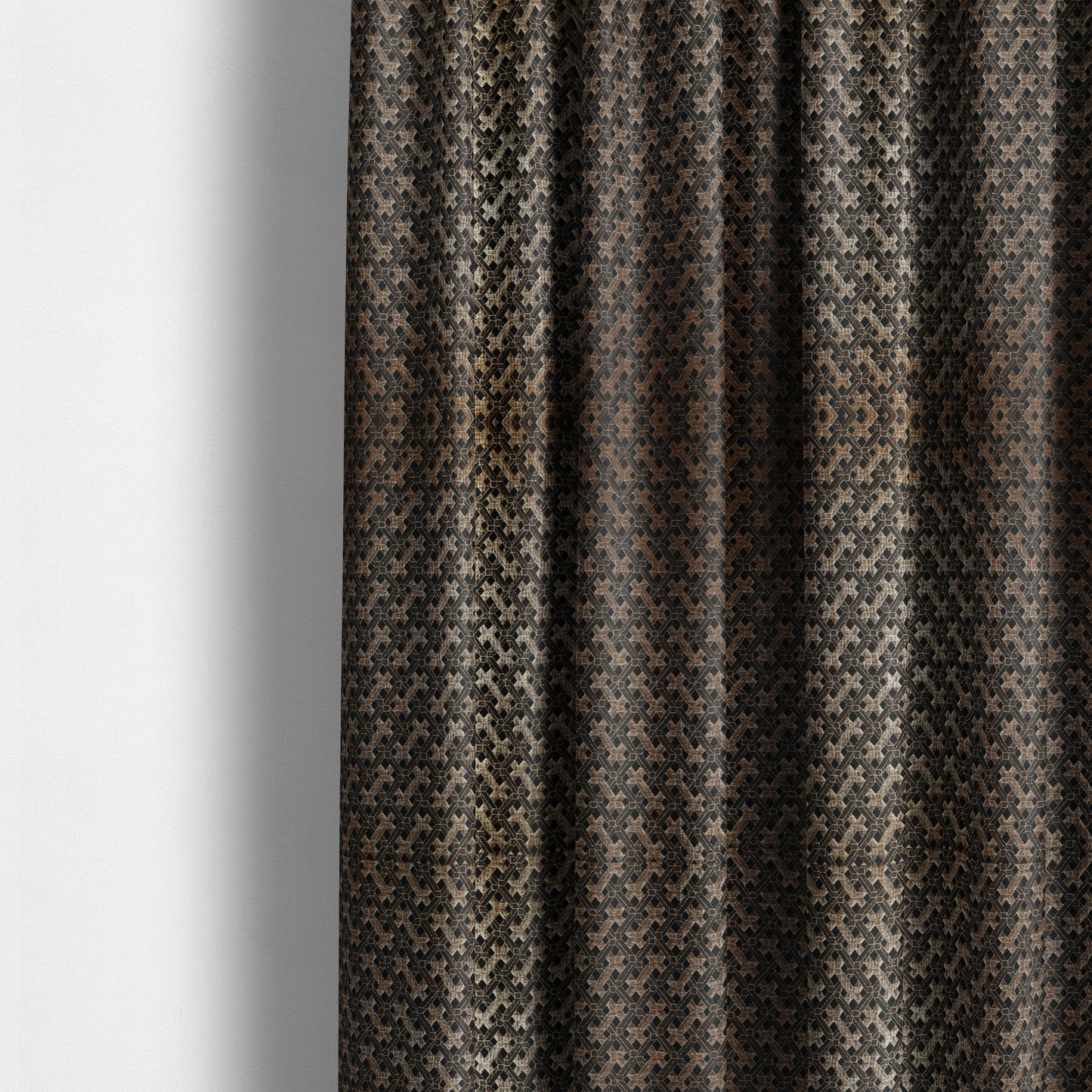 Ayon Geometric Pattern Black Gold Coloured With Shine Furnishing Fabric CTR-1279 - Made To Measure Curtains