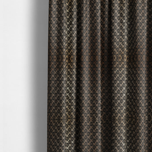 Ayon Geometric Pattern Black Gold Coloured With Shine Furnishing Fabric CTR-1279 - Made To Measure Curtains