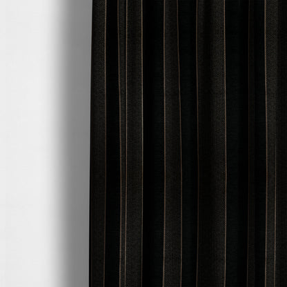 Ayon Striped Pattern Black Gold Coloured With Shine Furnishing Fabric CTR-1280 - Made To Measure Curtains