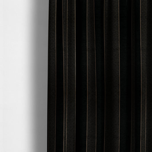 Ayon Striped Pattern Black Gold Coloured With Shine Furnishing Fabric CTR-1280 - Made To Measure Curtains