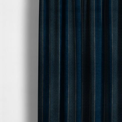 Ayon Striped Pattern Blue Gold Coloured With Shine Furnishing Fabric CTR-1283 - Made To Measure Curtains